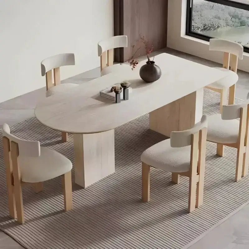 Arch Rock Slab Dining Table Set – Modern Elegance with Timeless Durability-MinimalisticDecor.com