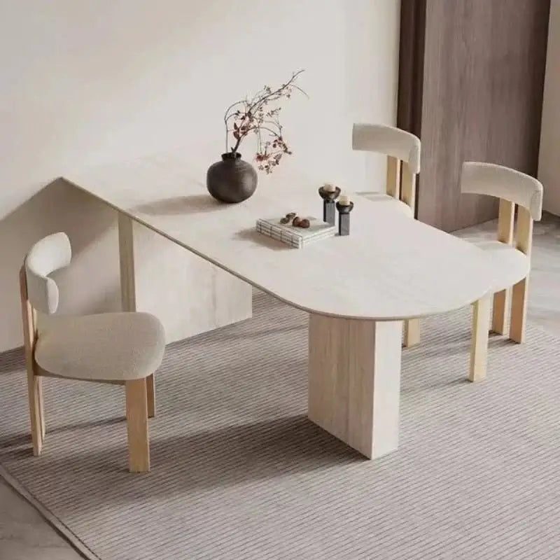 Arch Rock Slab Dining Table Set – Modern Elegance with Timeless Durability-MinimalisticDecor.com
