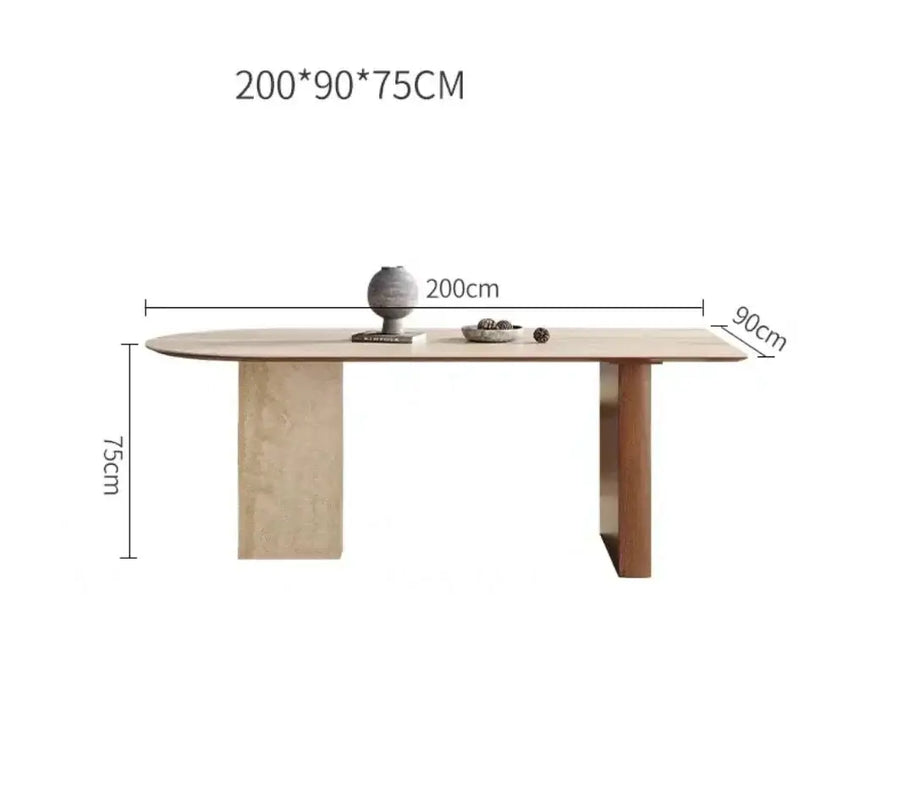 Arch Rock Slab Dining Table Set – Modern Elegance with Timeless Durability-MinimalisticDecor.com