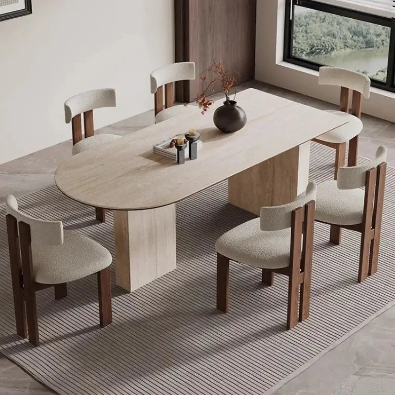 Arch Rock Slab Dining Table Set – Modern Elegance with Timeless Durability-MinimalisticDecor.com