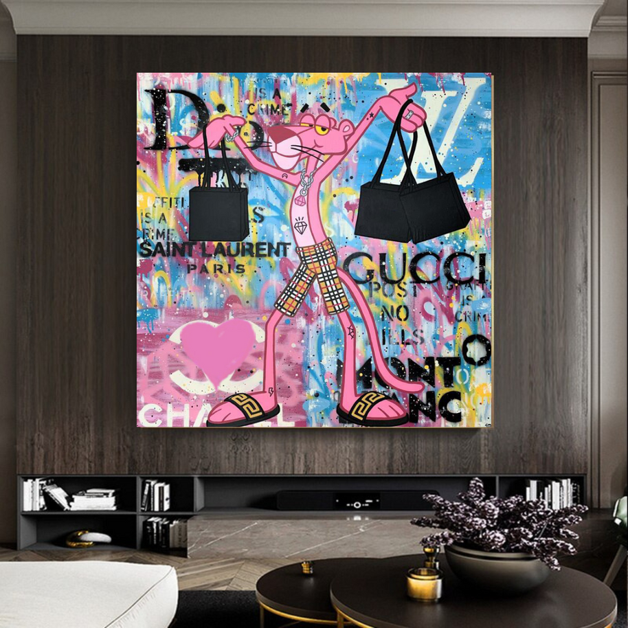 Artistic Cartoon Charm - Pink Panther Poster-MinimalisticDecor.com