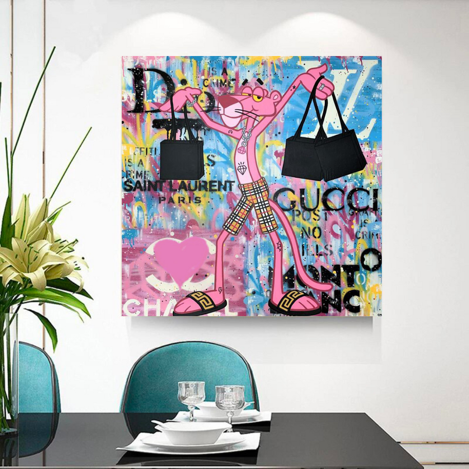 Artistic Cartoon Charm - Pink Panther Poster-MinimalisticDecor.com
