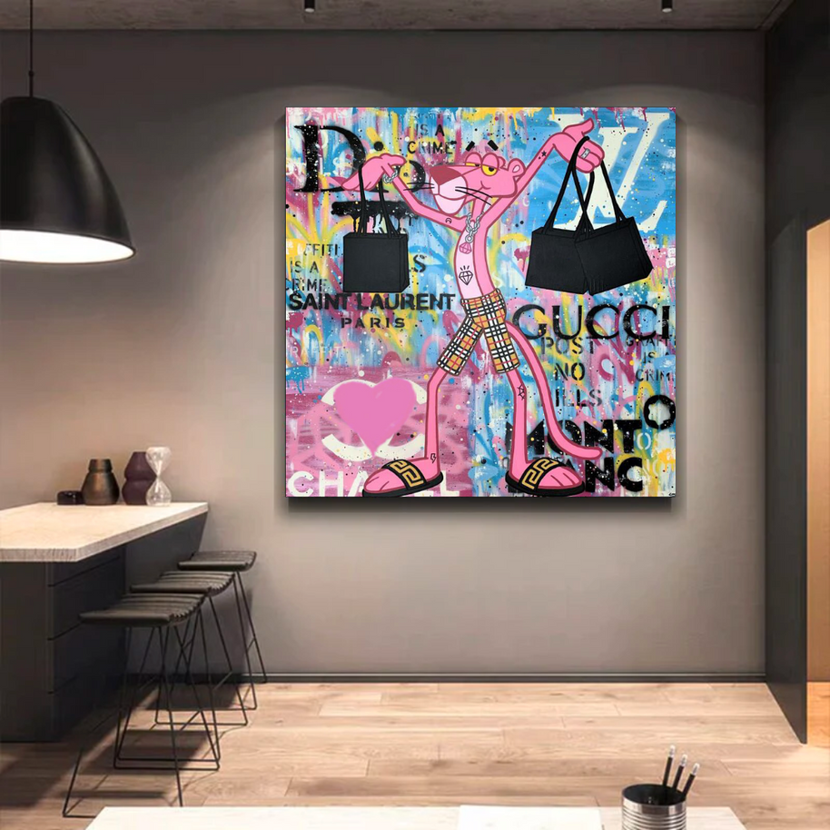 Artistic Cartoon Charm - Pink Panther Poster-MinimalisticDecor.com
