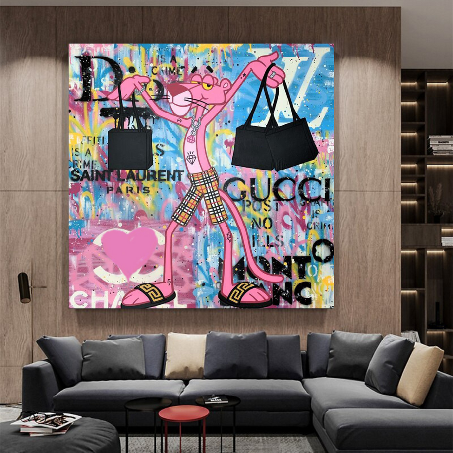 Artistic Cartoon Charm - Pink Panther Poster-MinimalisticDecor.com