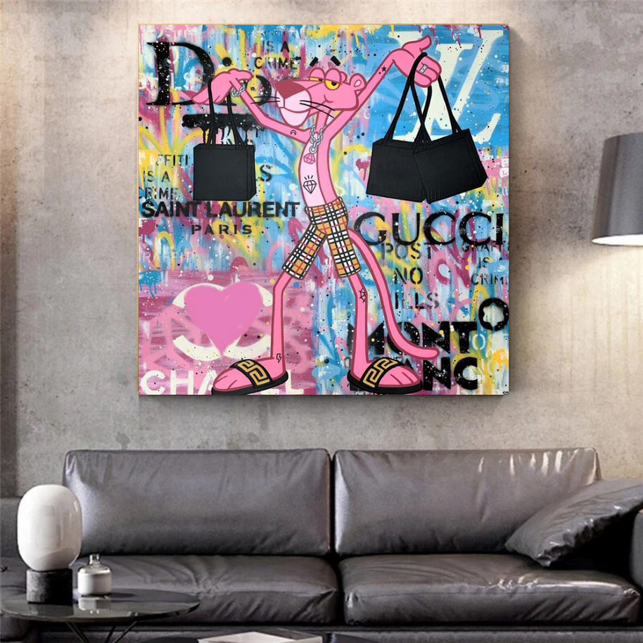 Artistic Cartoon Charm - Pink Panther Poster-MinimalisticDecor.com