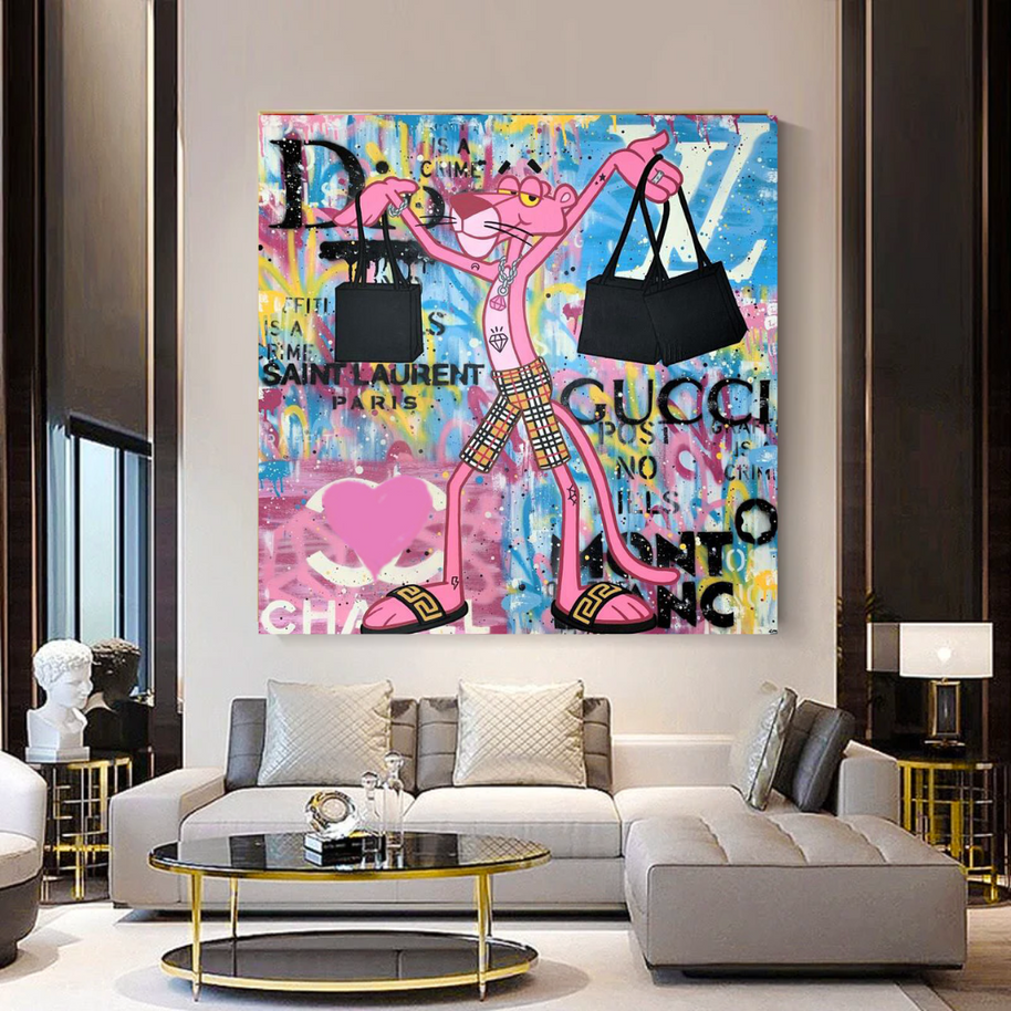 Artistic Cartoon Charm - Pink Panther Poster-MinimalisticDecor.com