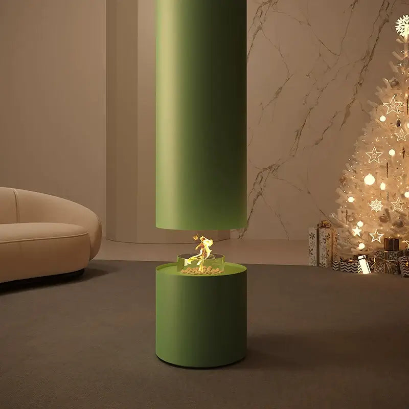 Artistic Cylindrical Hanging Fireplace – High Carbon Steel, Electric or Fuel Option-MinimalisticDecor.com