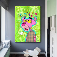 Artistic Pink Panther - Bold and Playful Canvas-MinimalisticDecor.com
