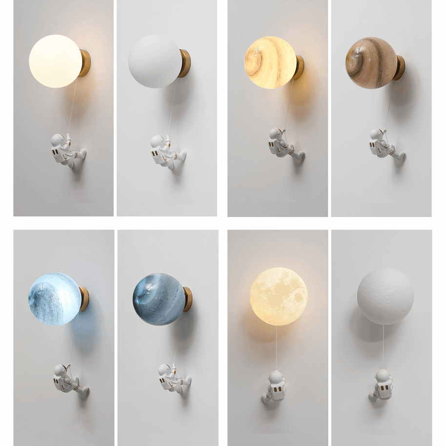 Astronaut on Moon Wall Lamp - Kids Room Lighting-MinimalisticDecor.com