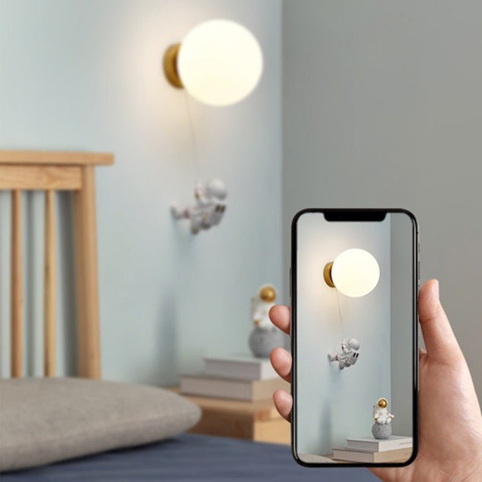 Astronaut on Moon Wall Lamp - Kids Room Lighting-MinimalisticDecor.com