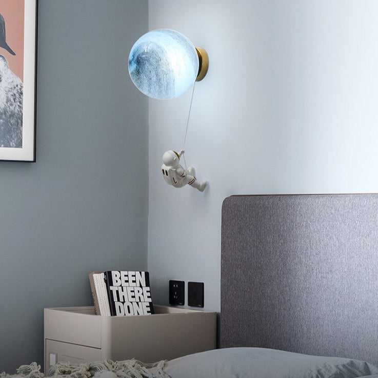 Astronaut on Moon Wall Lamp - Kids Room Lighting-MinimalisticDecor.com