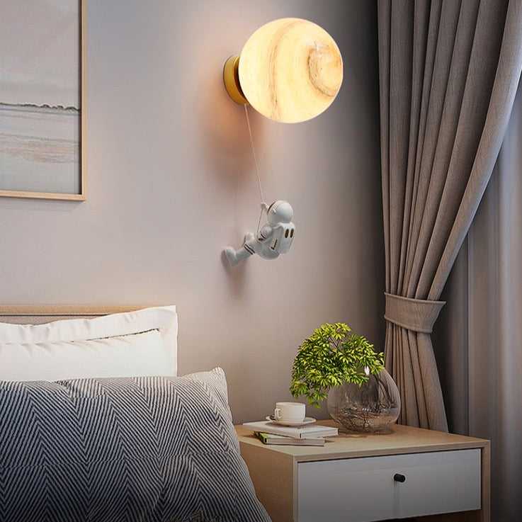 Astronaut on Moon Wall Lamp - Kids Room Lighting-MinimalisticDecor.com