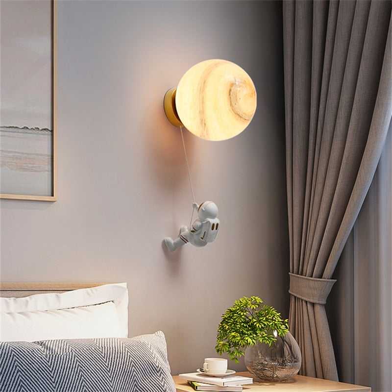 Astronaut on Moon Wall Lamp - Kids Room Lighting-MinimalisticDecor.com