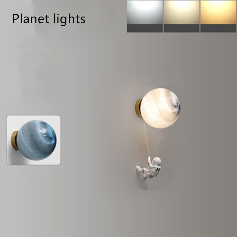 Astronaut on Moon Wall Lamp - Kids Room Lighting-MinimalisticDecor.com