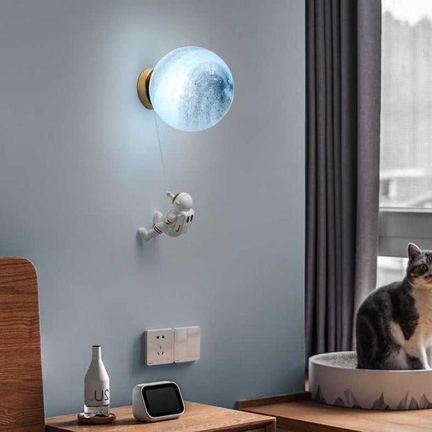 Astronaut on Moon Wall Lamp - Kids Room Lighting-MinimalisticDecor.com