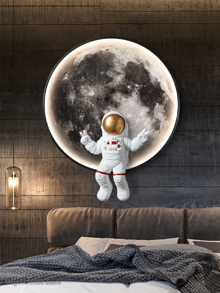 Astronaut on Moon Wall Light: Illuminate with Space-MinimalisticDecor.com