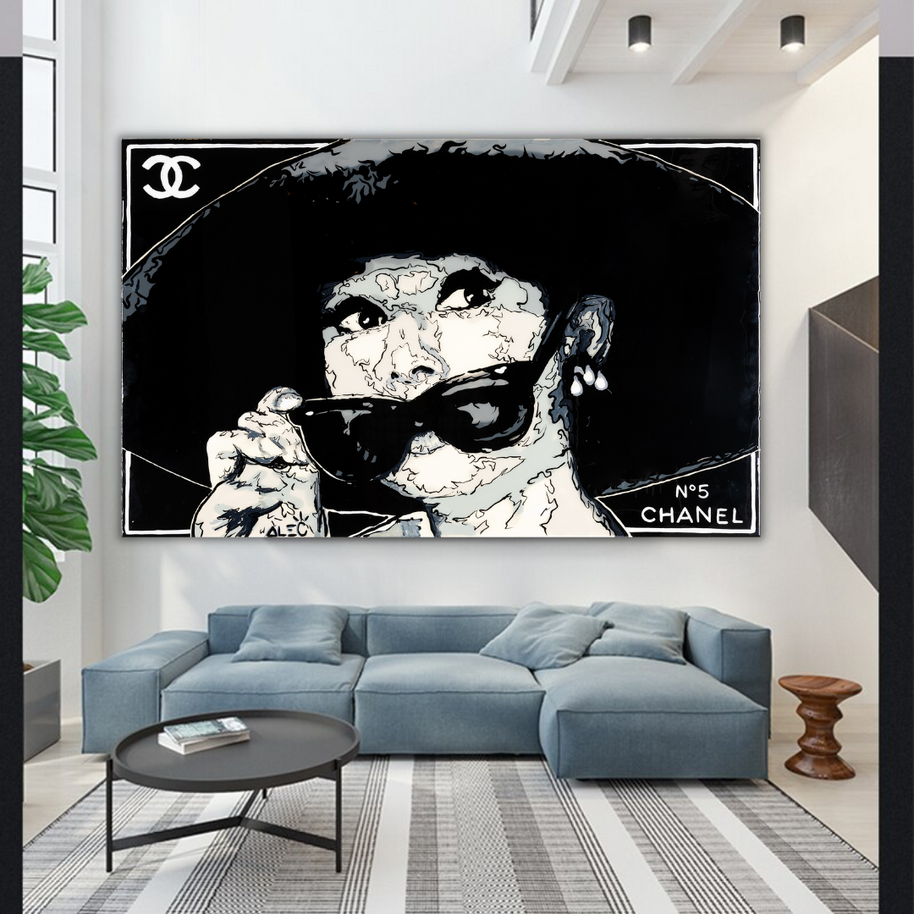 Audrey Hepburn Chanel – Alec Canvas Wall Art-MinimalisticDecor.com