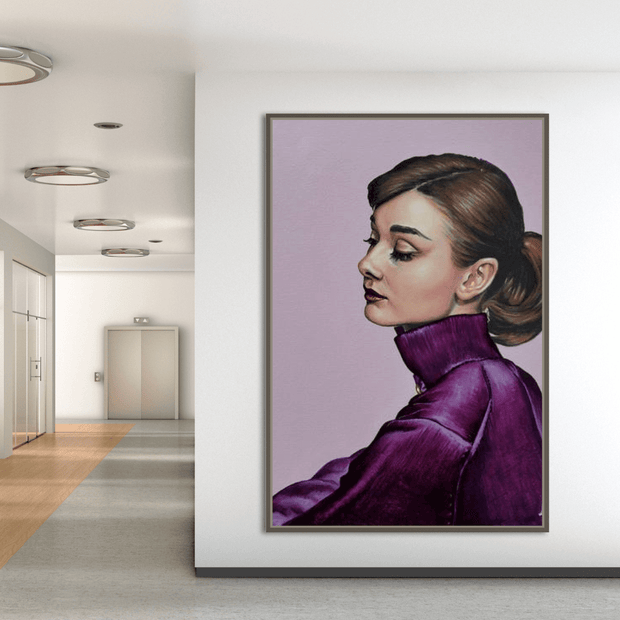 Audrey Hepburn Shy Queen Canvas Wall Art-MinimalisticDecor.com