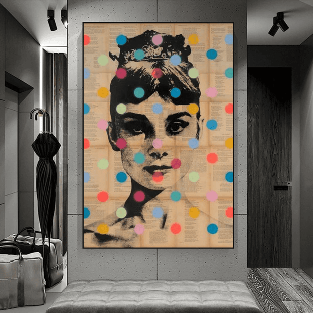 Audrey Hepburn Smile Queen Canvas Wall Art-MinimalisticDecor.com