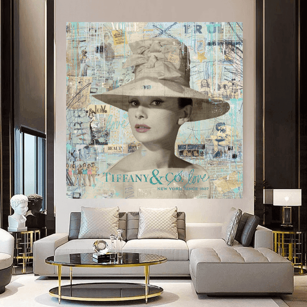 Audrey Hepburn Tiffany Queen Canvas Art - Icon-MinimalisticDecor.com
