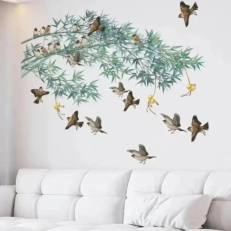 Bamboo Birds Wall Sticker – Nature Inspired Wall Decal-MinimalisticDecor