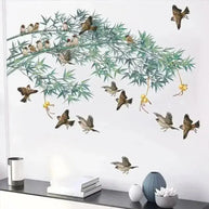 Bamboo Birds Wall Sticker – Nature Inspired Wall Decal-MinimalisticDecor