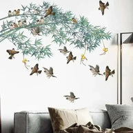 Bamboo Birds Wall Sticker – Nature Inspired Wall Decal-MinimalisticDecor