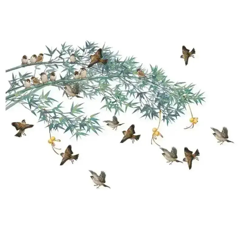Bamboo Birds Wall Sticker – Nature Inspired Wall Decal-MinimalisticDecor