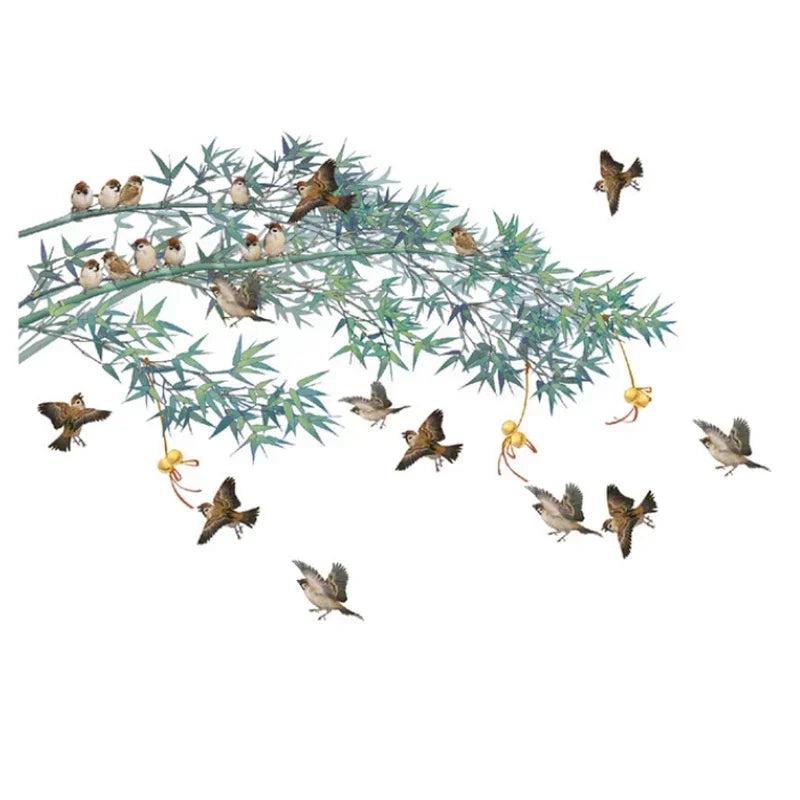Bamboo Birds Wall Sticker – Nature Inspired Wall Decal-MinimalisticDecor