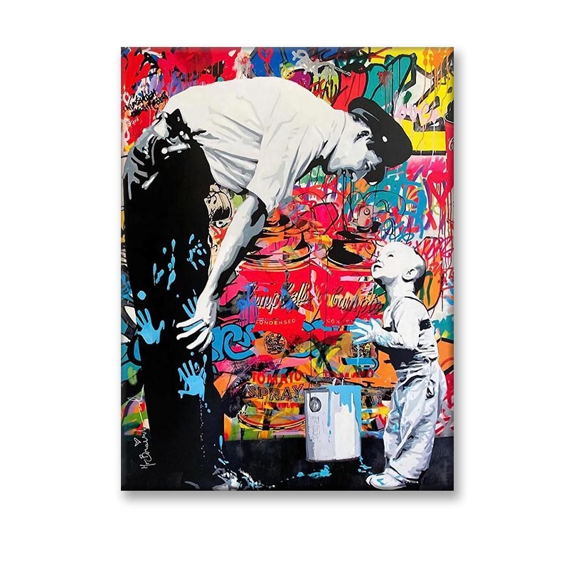 Banksy and Boy Canvas Wall Art-MinimalisticDecor.com
