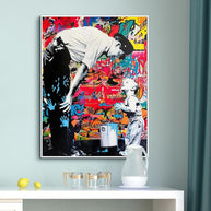 Banksy and Boy Canvas Wall Art-MinimalisticDecor.com
