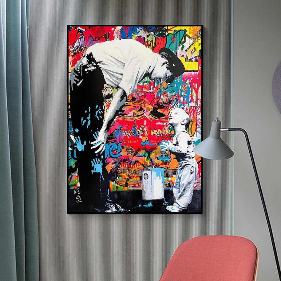 Banksy and Boy Canvas Wall Art-MinimalisticDecor.com