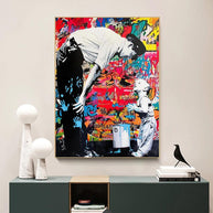 Banksy and Boy Canvas Wall Art-MinimalisticDecor.com