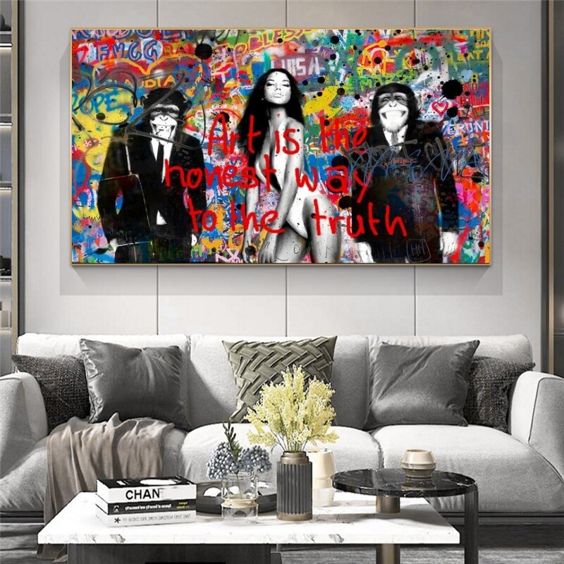 Banksy Art is Honey Way to Truth Canvas Wall Art-MinimalisticDecor.com