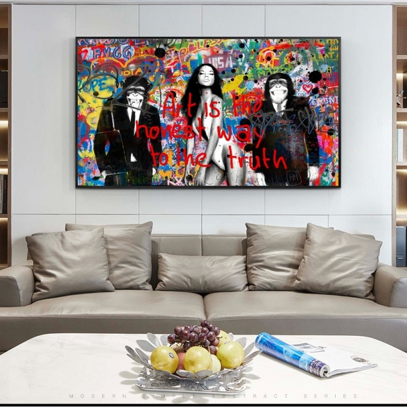 Banksy Art is Honey Way to Truth Canvas Wall Art-MinimalisticDecor.com