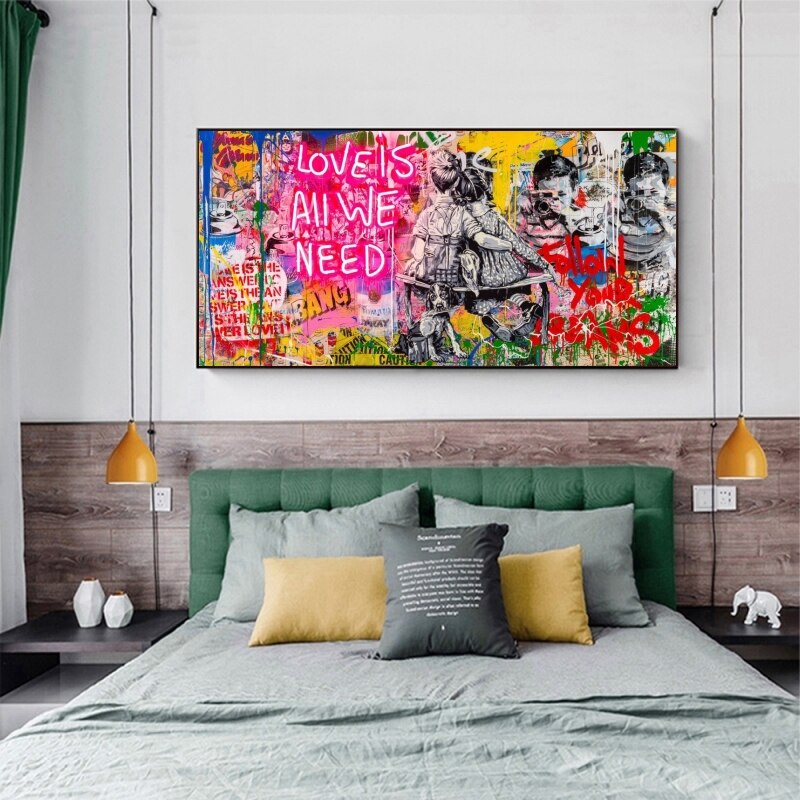 Banksy Art Love Is All We Need Canvas Wall Art-MinimalisticDecor.com