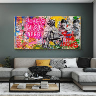 Banksy Art Love Is All We Need Canvas Wall Art-MinimalisticDecor.com