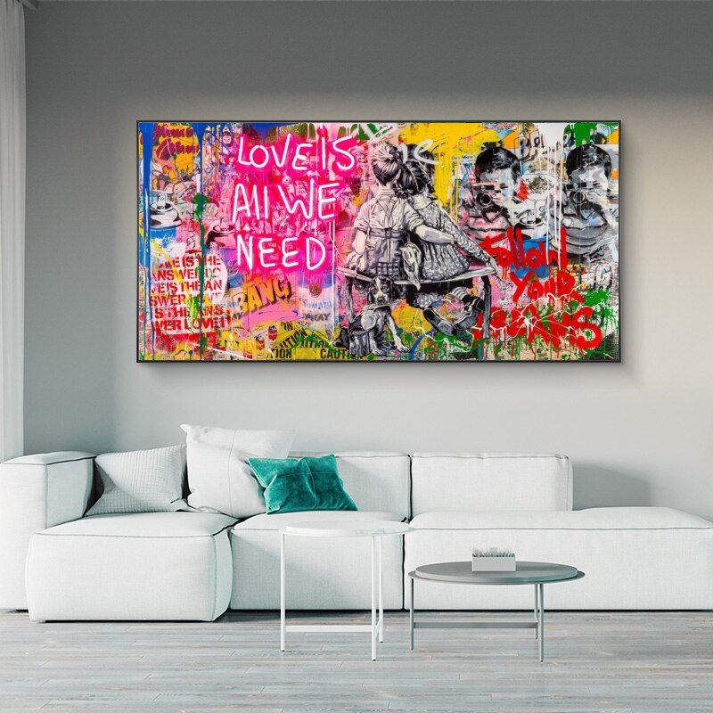 Banksy Art Love Is All We Need Canvas Wall Art-MinimalisticDecor.com