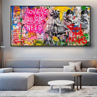 Banksy Art Love Is All We Need Canvas Wall Art-MinimalisticDecor.com