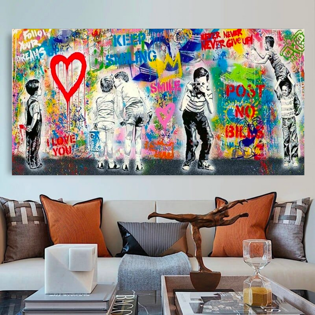 Banksy Art Love Is All We Need Mix Canvas Wall Art-MinimalisticDecor.com