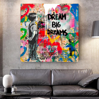 Banksy Artwork Dream Big Dreams Canvas Wall Art-MinimalisticDecor.com
