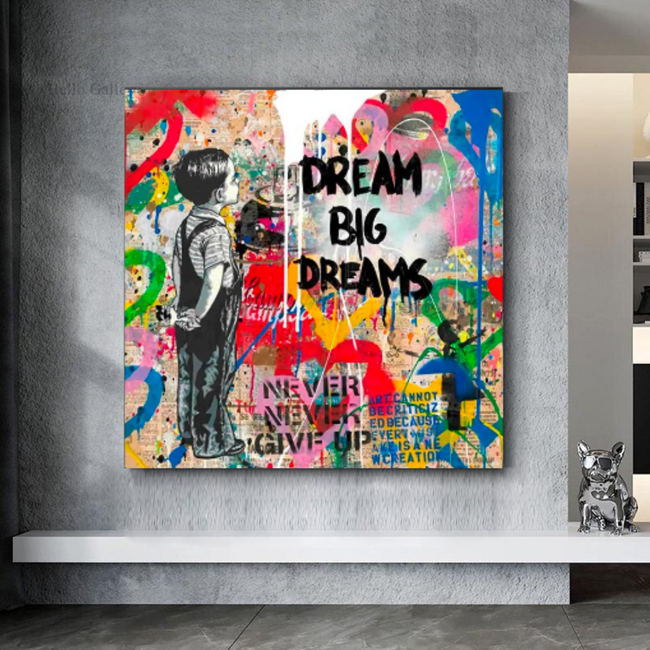 Banksy Artwork Dream Big Dreams Canvas Wall Art-MinimalisticDecor.com
