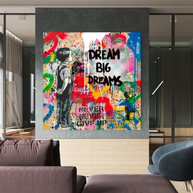 Banksy Artwork Dream Big Dreams Canvas Wall Art-MinimalisticDecor.com