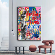 Banksy Artwork DREAM BIG DREAMS Canvas Wall Art-MinimalisticDecor.com