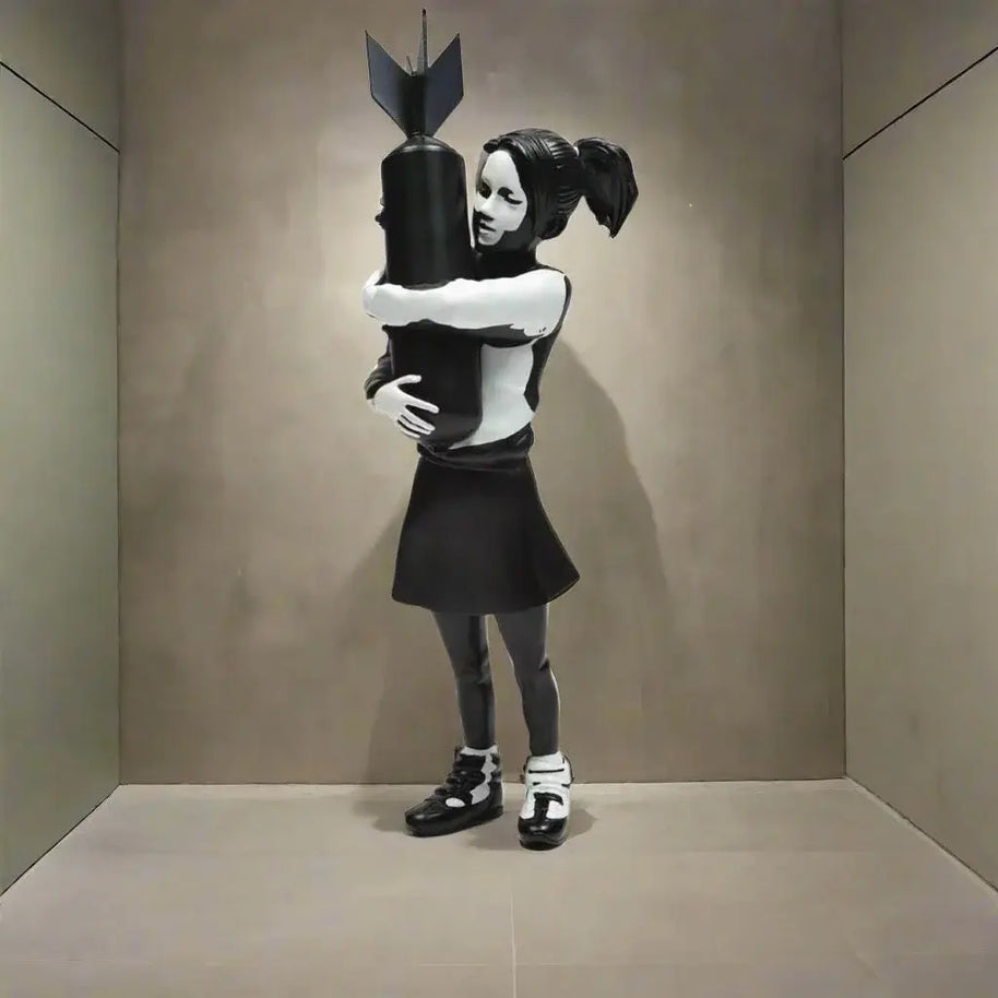 Banksy Bomb Hugger Girl Statue-MinimalisticDecor.com