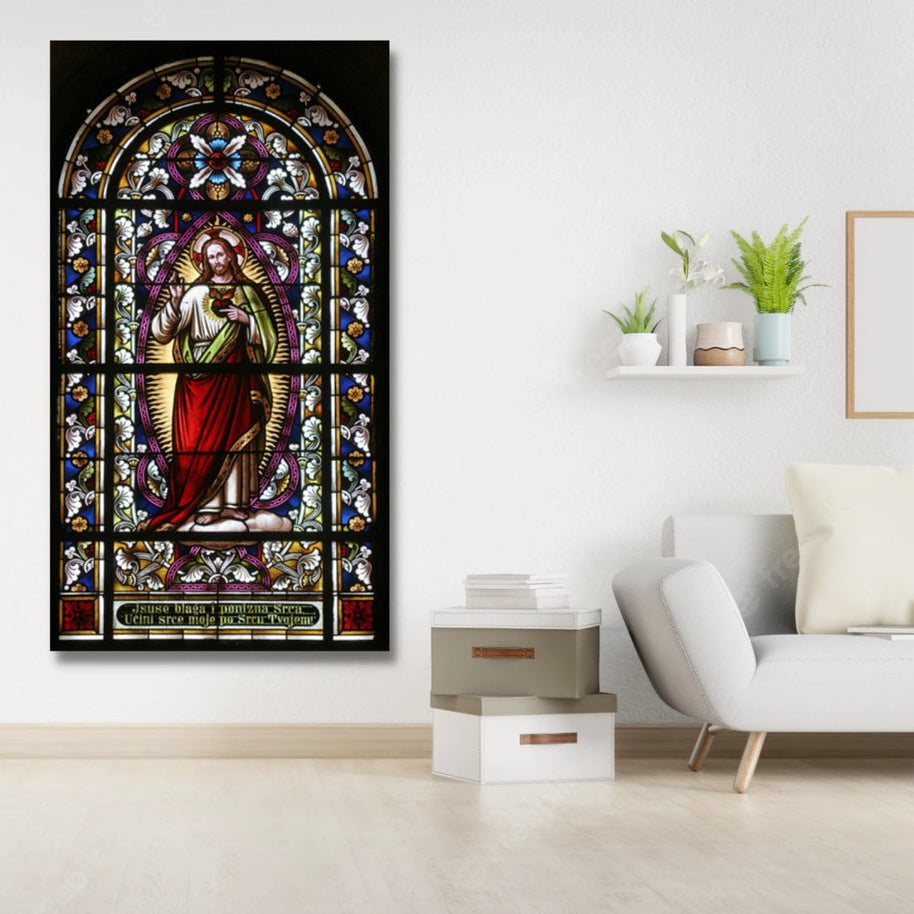 Banksy Canvas Poster Wall Art - Stained Glass Sacred Heart-MinimalisticDecor.com