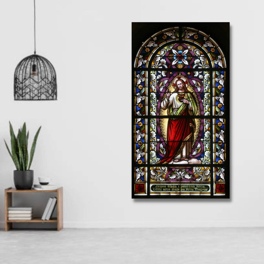 Banksy Canvas Poster Wall Art - Stained Glass Sacred Heart-MinimalisticDecor.com