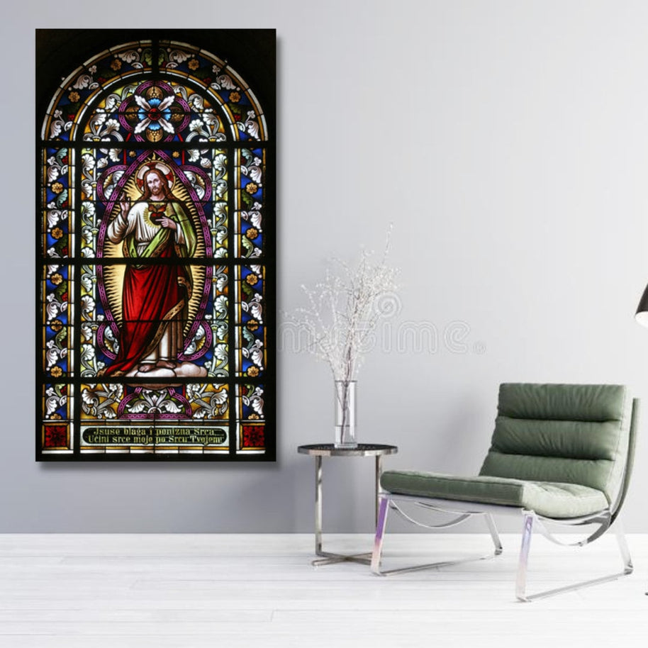 Banksy Canvas Poster Wall Art - Stained Glass Sacred Heart-MinimalisticDecor.com