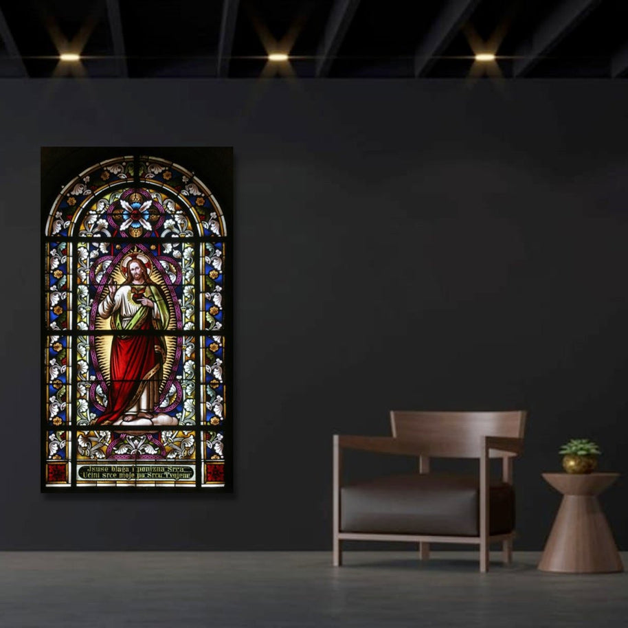 Banksy Canvas Poster Wall Art - Stained Glass Sacred Heart-MinimalisticDecor.com