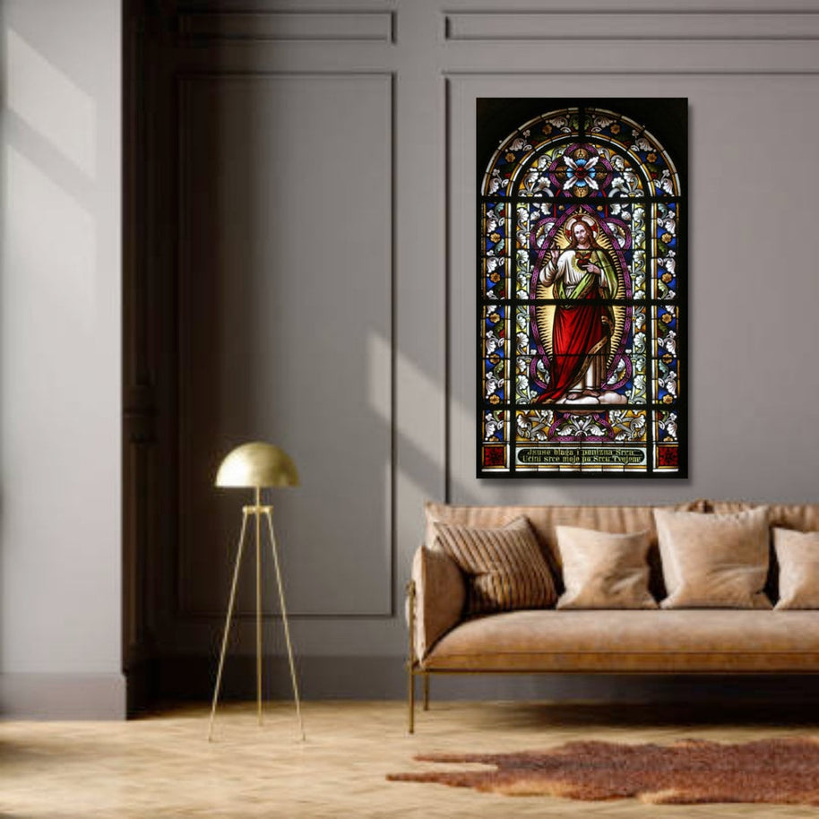 Banksy Canvas Poster Wall Art - Stained Glass Sacred Heart-MinimalisticDecor.com